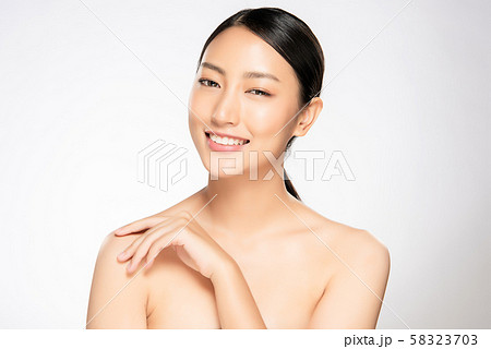 Beautiful Young Asian Woman with Clean Fresh Skin, Beautiful Young Asian Woman with Clean Fresh Skin, 58323703