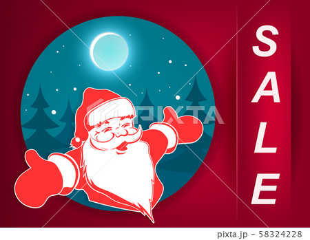 Christmas illustration of a pink hue with Santa Claus and text Christmas illustration of a pink hue with Santa Claus and text 58324228