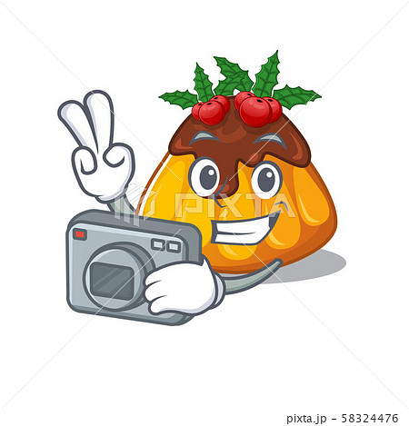 Photographer christmas pudding with the character shape 58324476