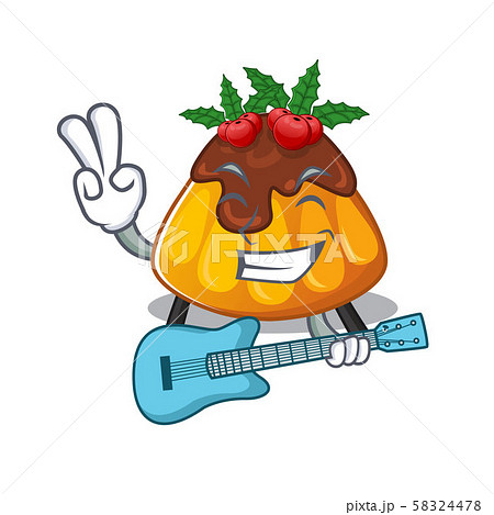 With guitar christmas pudding with the character shape With guitar christmas pudding with the character shape 58324478