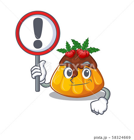 With sign christmas pudding served on mascot plate With sign christmas pudding served on mascot plate 58324669