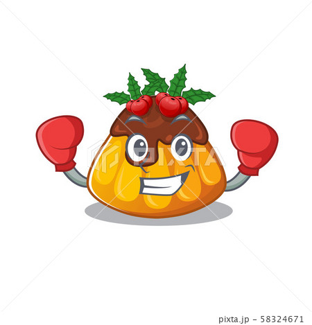 Boxing christmas pudding served on mascot plate Boxing christmas pudding served on mascot plate 58324671
