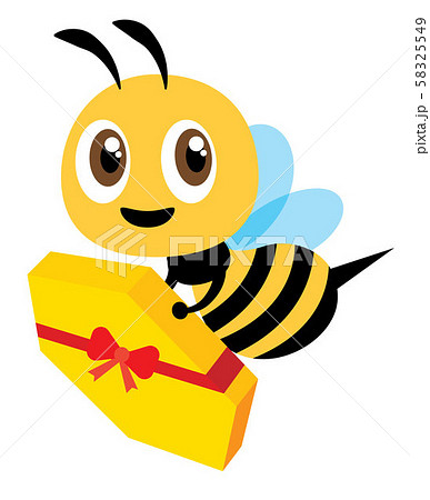 Cartoon cute bee carries a huge honeycomb for delivery. Honeycomb gimmick for customer. Flat art vector character Cartoon cute bee carries a huge honeycomb for delivery. Honeycomb gimmick for customer. Flat art vector character 58325549