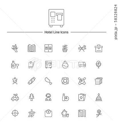 Hotel service line icon sets illustration 012 58326824
