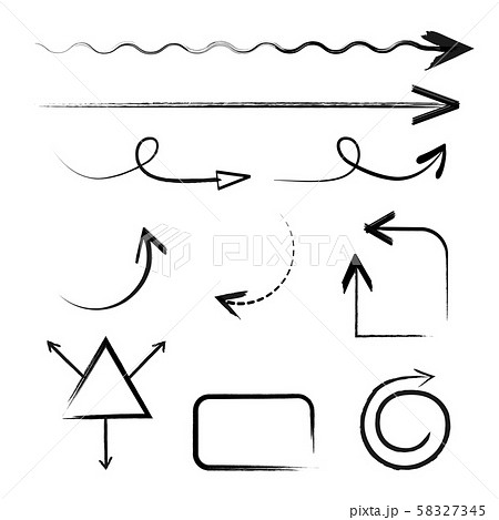 Hand drawn style arrows and abstract doodle in various directions illustration 002 58327345