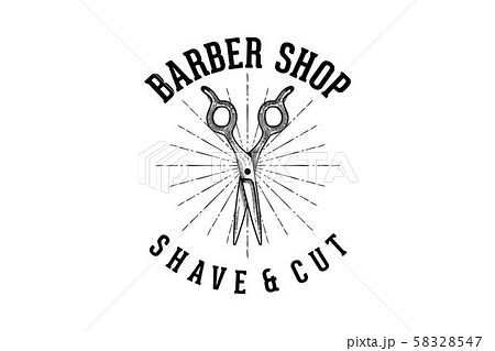 hand drawn scissor, vintage barber shop logo 58328547