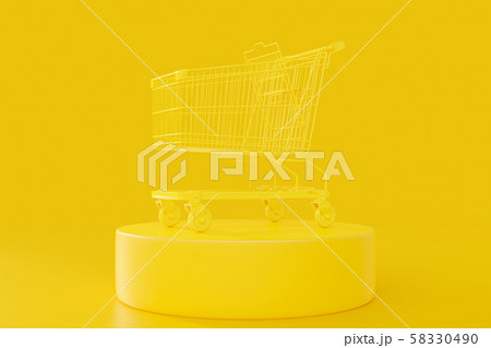 Yellow shopping cart with clipping path Yellow shopping cart with clipping path 58330490
