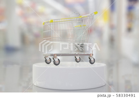 Shopping cart on Department store blurred Shopping cart on Department store blurred 58330491