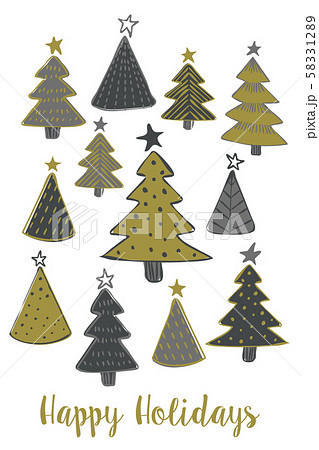 クリスマスツリー クリスマスカード もみの木のイラスト素材 5312
