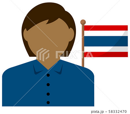 女性ビジネスマン Ol 国旗 イラスト 上半身 顔なしシルエット タイのイラスト素材
