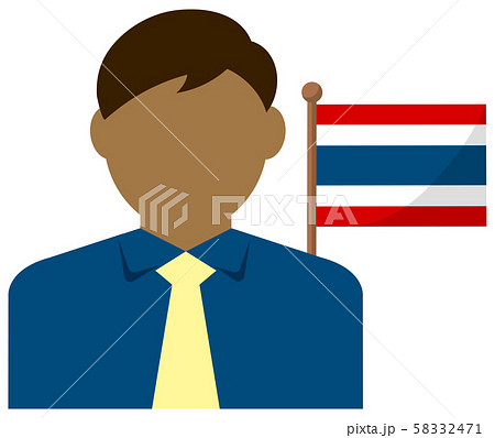 男性ビジネスマン 国旗 イラスト 上半身 顔なしシルエット タイのイラスト素材