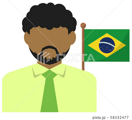男性ビジネスマン 国旗 イラスト 上半身 顔なしシルエット ブラジルのイラスト素材
