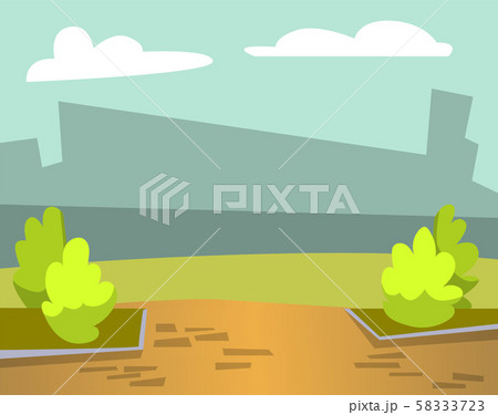Cityscape City with Park Bushes and Greenery Vector 58333723