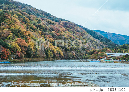 Beautiful Togetsukyo bridge in Arashiyama Kyoto Japan in autumn season . Beautiful Togetsukyo bridge in Arashiyama Kyoto Japan in autumn season . 58334102