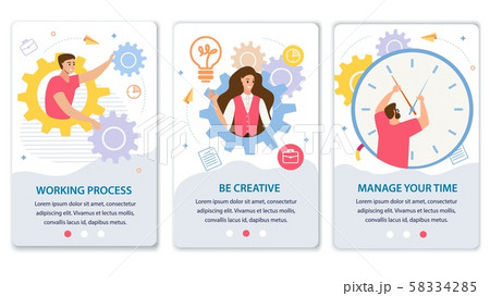 Business Processes Flat Vector Web Banners Set Business Processes Flat Vector Web Banners Set 58334285
