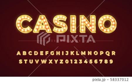 3d light bulb alphabet with gold frame isolated on dark red background. 58337012