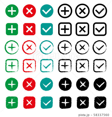 Tick and cross signs set. Right and wrong choices. Tick and cross signs set. Right and wrong choices. 58337560