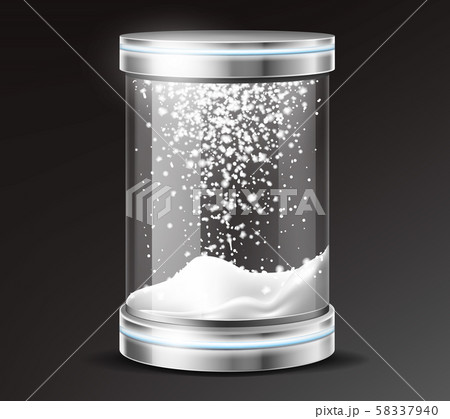 Realistic snow globe cylinder, christmas souvenir Realistic snow globe cylinder, christmas souvenir 58337940