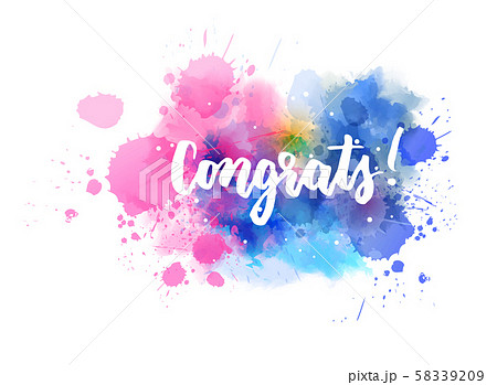 Congrats - handwritten lettering on watercolor 58339209
