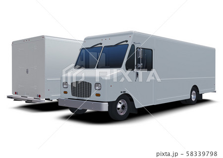 delivery step van from front right side isolated 3D Illustration. 58339798