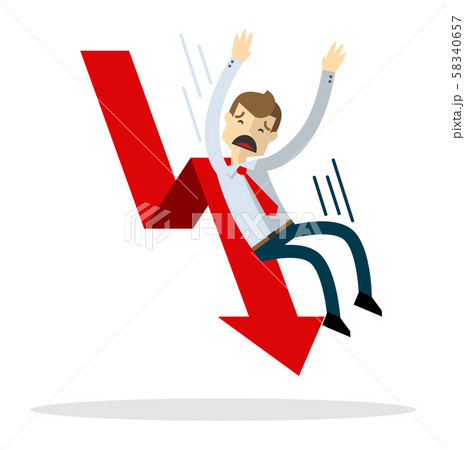 Vector of Businessman slide down a red arrow 58340657