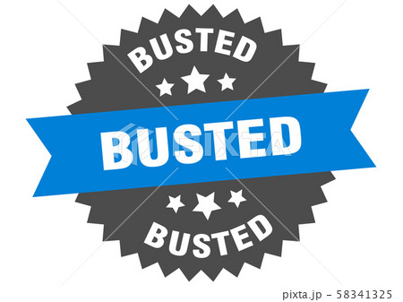 busted sign. busted blue-black circular band label 58341325