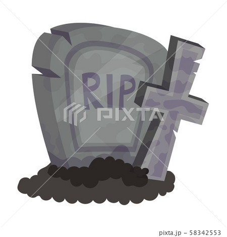 Old gray gravestone. Halloween object. Vector illustration. 58342553