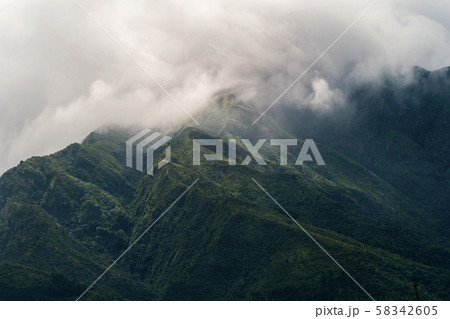 Close up of Fansipan mountain hills valley with 58342605