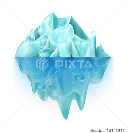 Glacier Icy Rock Floating On Ocean Water Vector 58343552