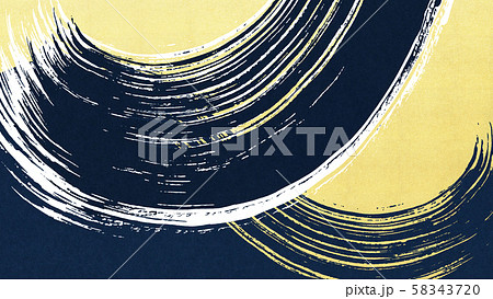 背景 和 和風 和柄 和紙 金箔 波 筆 青のイラスト素材 5437