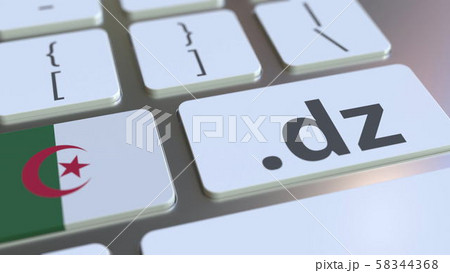 Algerian domain .dz and flag of Algeria on the buttons on the computer keyboard. National internet 58344368