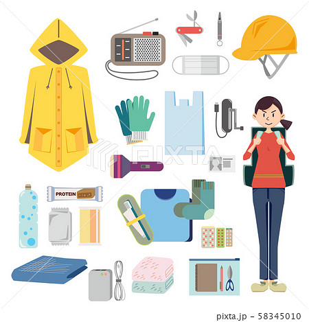 災害&防災避難用品イラスト10 58345010