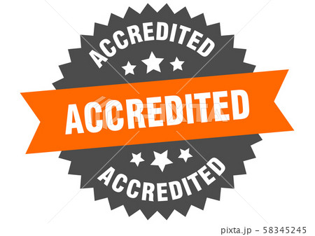 accredited sign. accredited orange-black circular accredited sign. accredited orange-black circular 58345245
