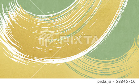 背景-和-和風-和柄-和紙-金箔-波-筆-緑 58345716
