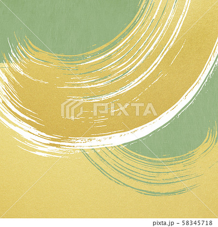 背景-和-和風-和柄-和紙-金箔-波-筆-緑 背景-和-和風-和柄-和紙-金箔-波-筆-緑 58345718