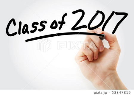 Hand writing CLASS OF 2017 with marker Hand writing CLASS OF 2017 with marker 58347819