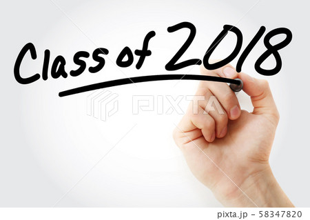 Hand writing CLASS OF 2018 with marker Hand writing CLASS OF 2018 with marker 58347820