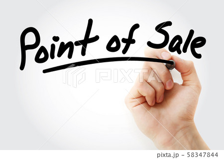 Hand writing Point of Sale with marker 58347844