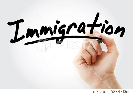 Hand writing Immigration with marker 58347860
