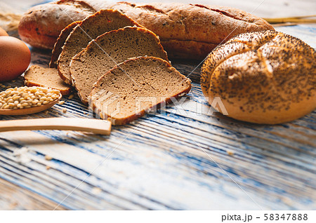 Different kinds of bread with nutrition whole 58347888