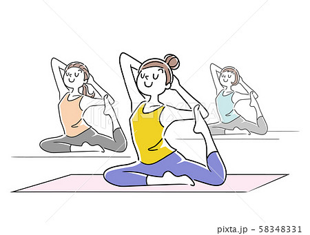 Illustration Material Women Yoga Pose Friends Stock Illustration 5431