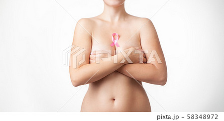 Woman With Beautiful Full Body Pink Paint On Her Nude Chest, A Concept That  Helps Against Breast Cancer Awareness And Women Liberation. Stock Photo,  Picture and Royalty Free Image. Image 165837058.
