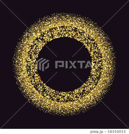Black and gold background with circle frame and space for text. Vector glitter decoration, golden Black and gold background with circle frame and space for text. Vector glitter decoration, golden 58350053