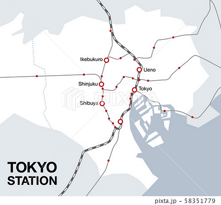 東京23区の地図路線図イラストマップ素材のイラスト素材