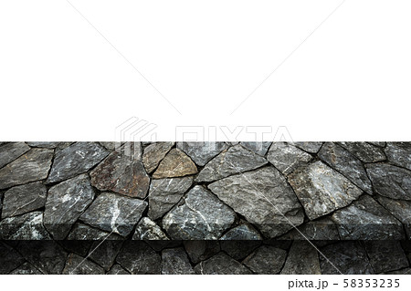 Empty stone table on isolated white background 58353235