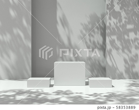 Pedestal for display,Platform for design,Blank product stand in Empty room with Tree shadow on the wall .3D rendering. 58353889