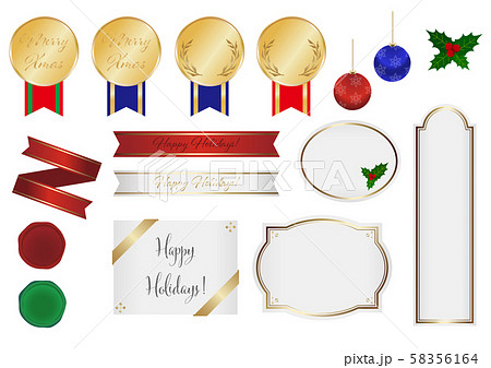 クリスマス お祝い カード リボン ラベルのイラスト素材