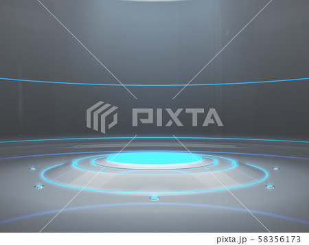 Pedestal for display,Platform for design,Blank product stand with light glow,Future background.3D rendering. 58356173