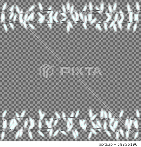 Party lights. Bright hanging garlands with glowing lights isolated on transparent background. Seamless vector design element. 58356196