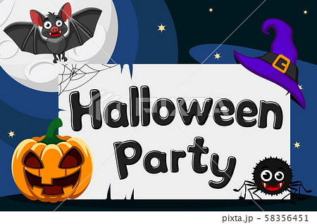 Halloween party background. Pumpkin, bat and Halloween party background. Pumpkin, bat and 58356451
